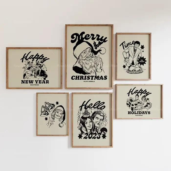 Affiche vintage de Noël et de bonne année
