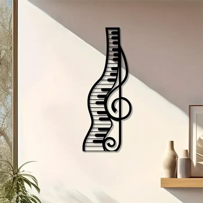 Art mural en métal sur le thème musical – Sculpture de piano élégante pour la décoration de la maison