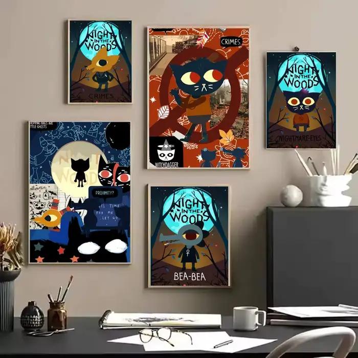 Autocollants d'affiche de dessin animé Night in the W-Woods