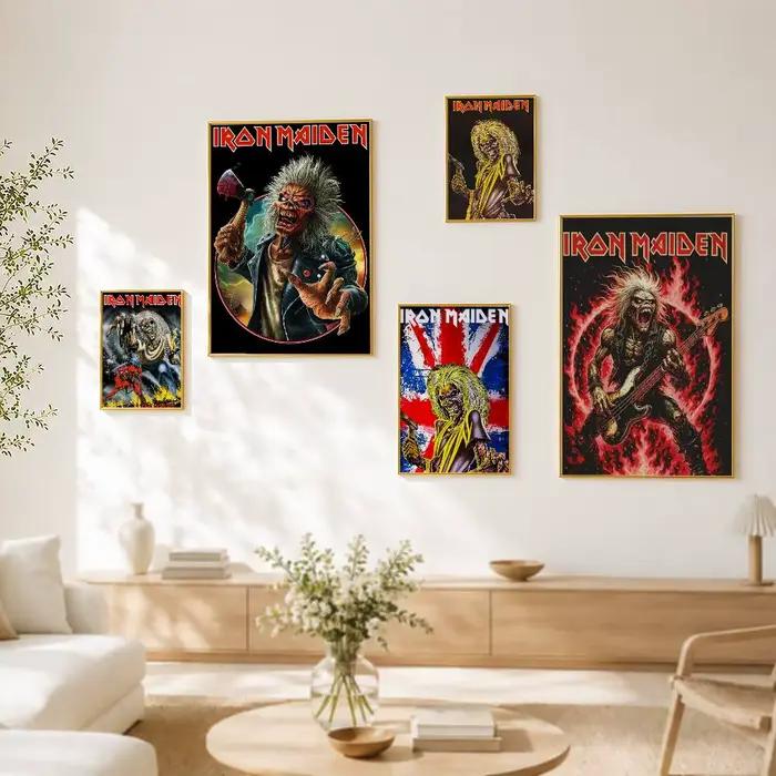 Affiche I-iron Maiden-s, affiches rétro de qualité HD, décoration murale pour la maison, autocollante