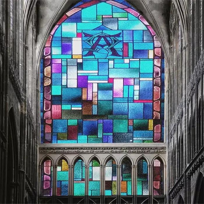 Autocollants pour vitraux, Film de confidentialité, Style église, statique, Films décoratifs givrés pour vitres, taille personnalisée