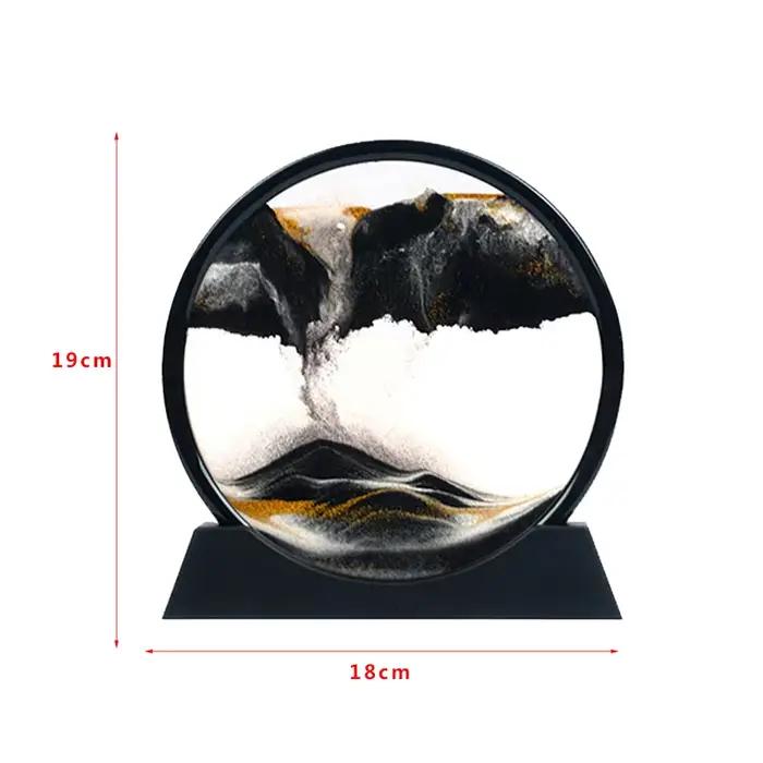 Bureau décor à la maison 3D extrait sablier sables mobiles sable Art photo verre rond mer profonde paysage