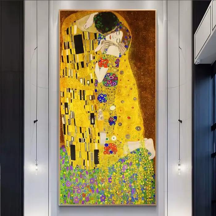 Gustav Klimt le baiser peintures à l'huile classiques imprimer sur toile affiches d'art et imprimés