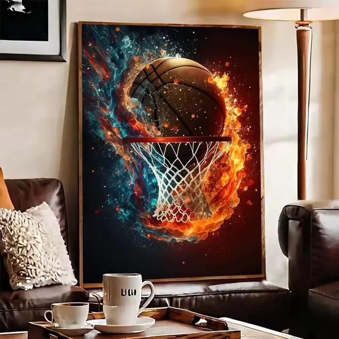 Affiche de basket-ball sportive colorée de style nordique