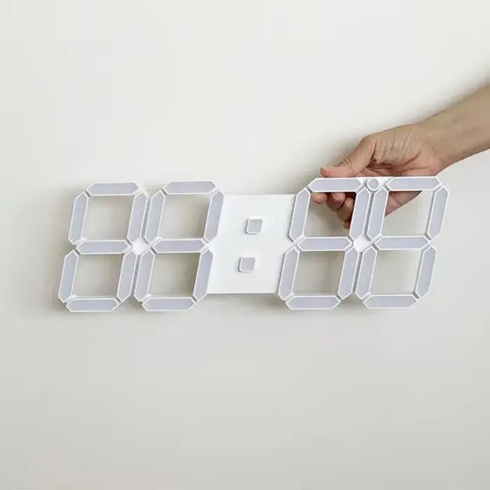 Horloge murale numérique LED de 15 pouces, affichage 3D, télécommande, horloge électronique, fonction de synchronisation et de compte à rebours automatiques