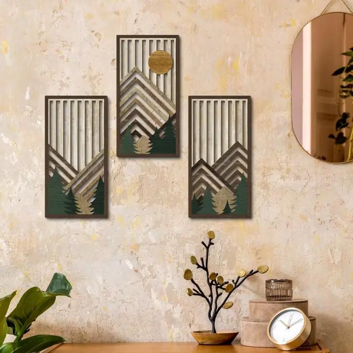 Décoration murale plate rétro en bois 2D
