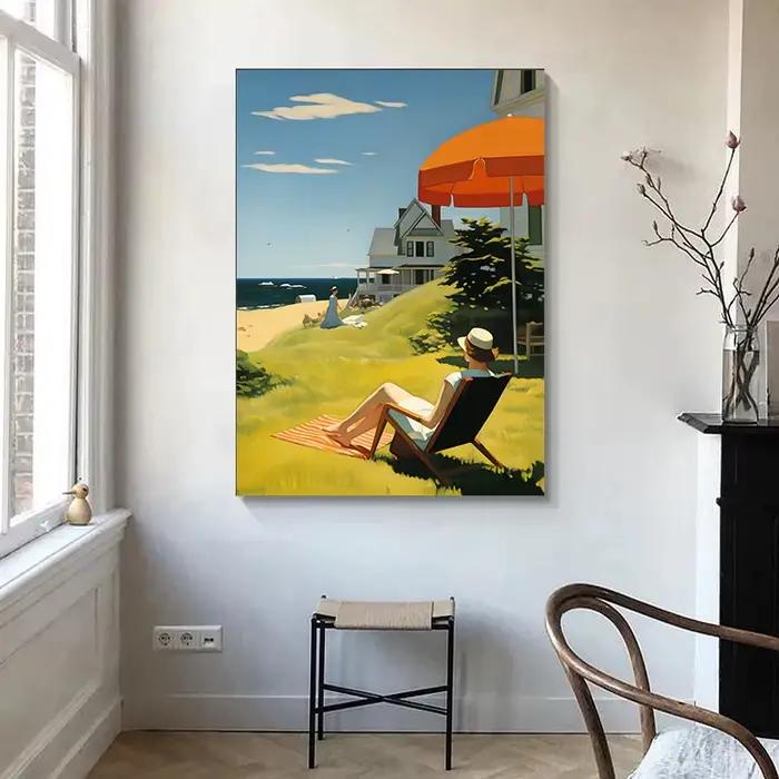 Edward Hopper-Affiche de paysage de fille de lecture d'été