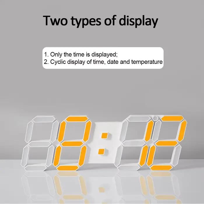 Grande horloge murale LED 3D avec télécommande
