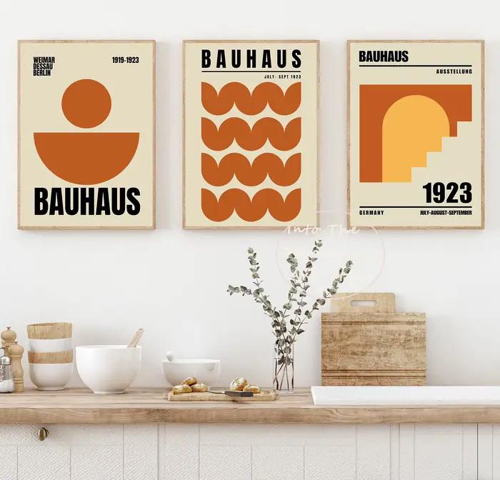 Affiche nordique Bauhaus à lignes abstraites et géométriques