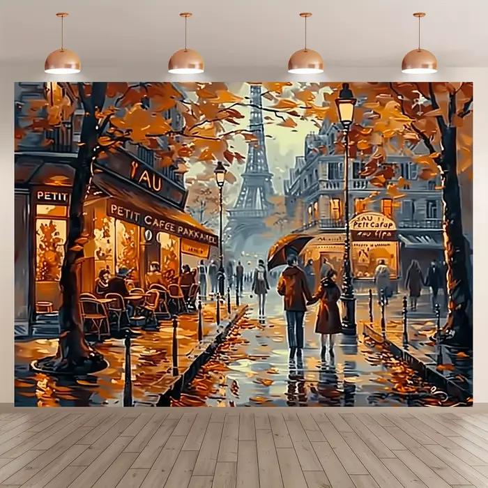 Art mural de la scène de rue d'automne de Paris