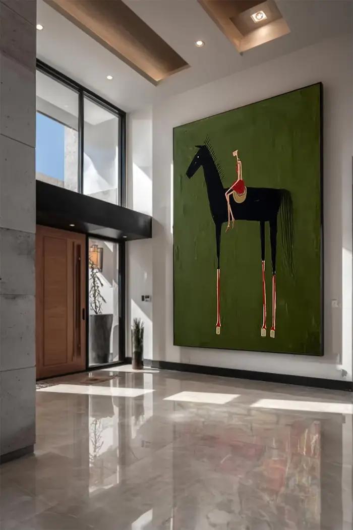 Peinture d'art équestre neutre pour la décoration intérieure