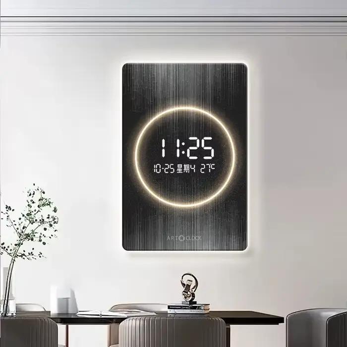 Grande horloge murale moderne à affichage numérique LED, salon, silencieux, art intérieur, montres murales, luxe, décoration de la maison