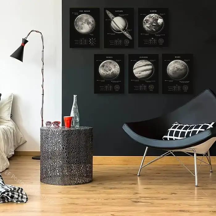 Affiche de Communautés ètes et de Couches, Impressions de Lune, Astronomie, Grain de Espace, Vénus, Terre, JupClaSaturn, Décor de Salle, Maison, Club, Art, Peinture Murale