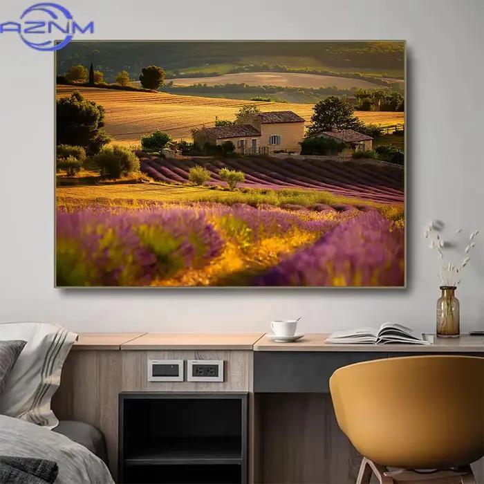 AZNM Affiche sur toile Paysage moderne du coucher de soleil à la Provence