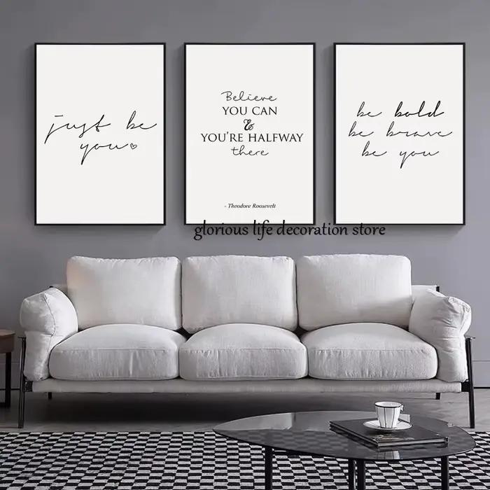 Impression sur toile avec phrases d'énergie positives