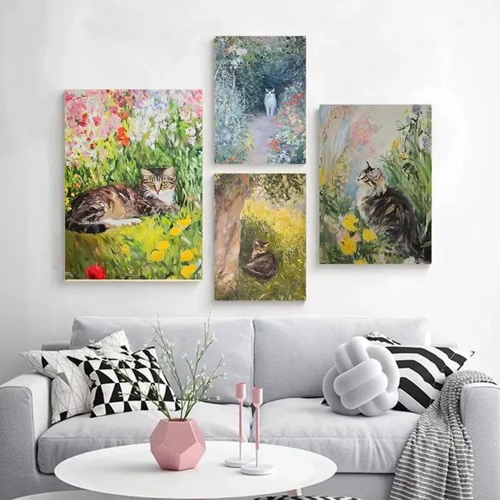 Affiches de jardin de Monet avec chat noir