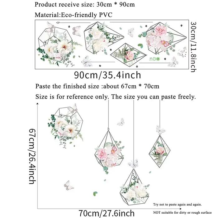 Autocollant Mural panier suspendu fleurs fraîches