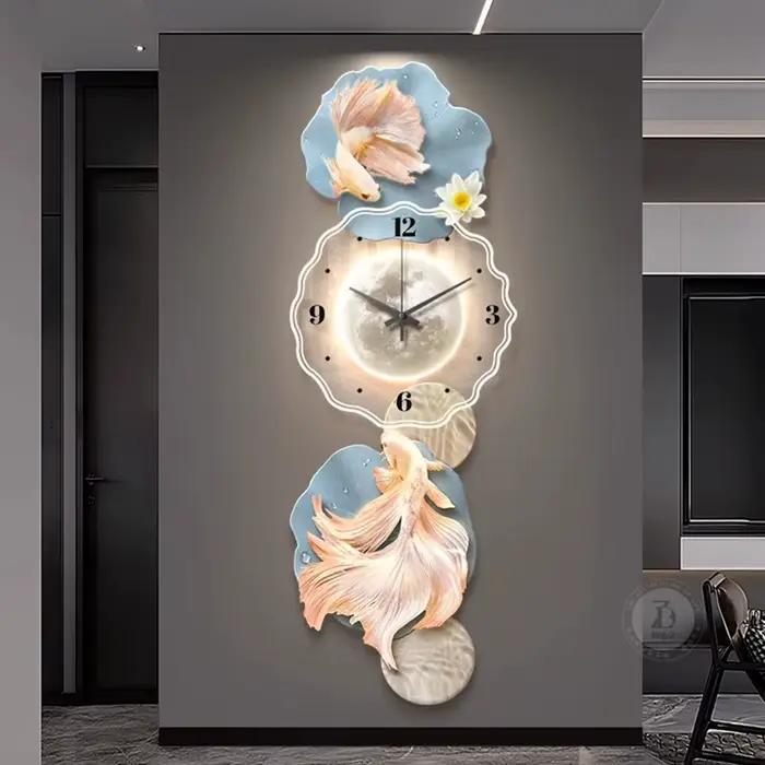 Fancy European Luxury Wall Clock Aesthetic Silent Luminous 3d Bedroom