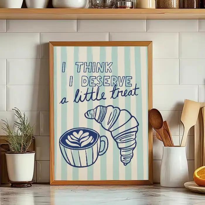 Style rétro Croissant & café petit déjeuner français cuisine nourriture affiche toile peinture mur Art photos maison