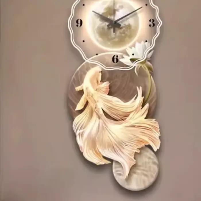 Fancy European Luxury Wall Clock Aesthetic Silent Luminous 3d Bedroom