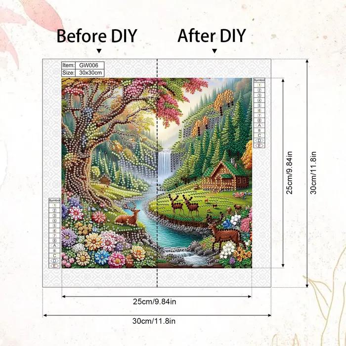 5D bricolage diamant peinture Kit cerf paysage décoration