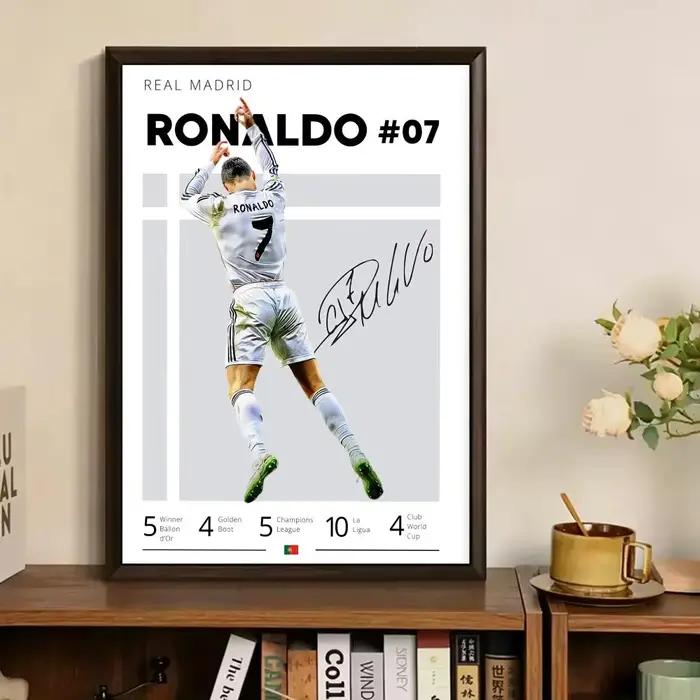 Peinture calligraphique de Cristiano Ronaldo sur toile, affiche murale, décoration d'intérieur haut de gamme pour salon et chambre à coucher