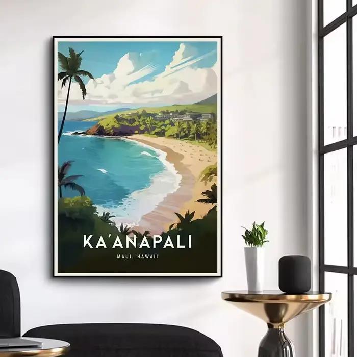Affiche de paysage naturel Vintage Hawaii Lahaina