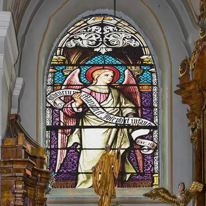 Autocollants pour vitraux, Film de confidentialité, Style église, statique, Films décoratifs givrés pour vitres, taille personnalisée