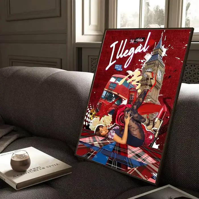 Affiche musicale Pink P-Pantheress Rapper, impression murale autocollante, imperméable, décor esthétique pour la maison, la chambre à coucher, le bar, le couloir