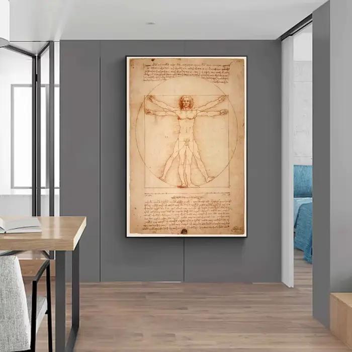 Peintures sur toile d'art célèbre homme de Vitruve