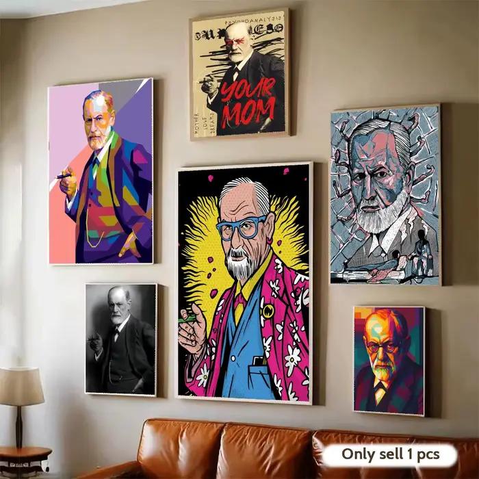 Affiche de psychanalyse de Sigmund Freud, autocollants muraux d'art modernes auto-adhésifs pour chambre à coucher et salon, décoration de la maison, excellente idée de cadeau