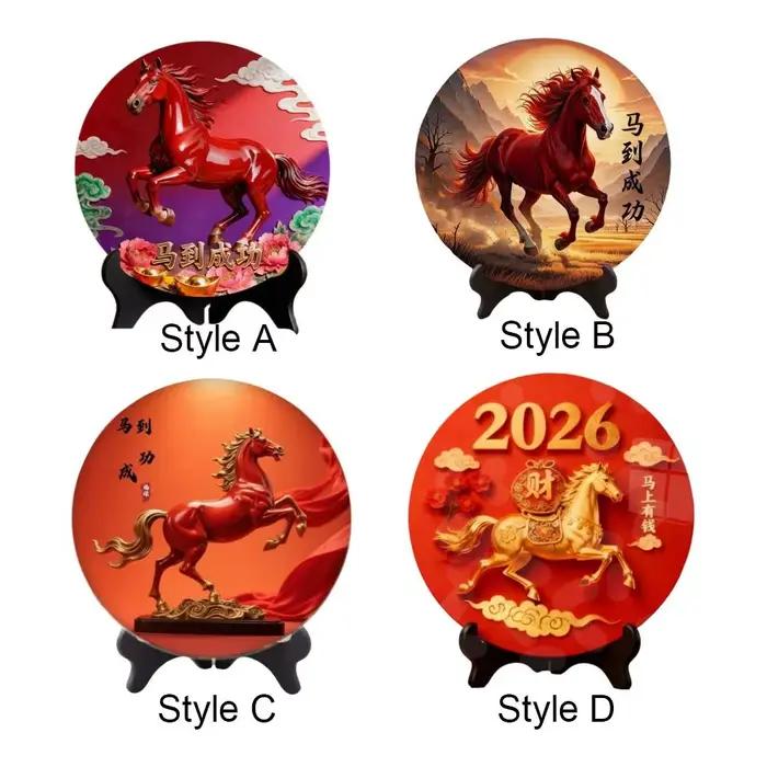 Ornement décoratif en bois sur le thème de l'An du Cheval