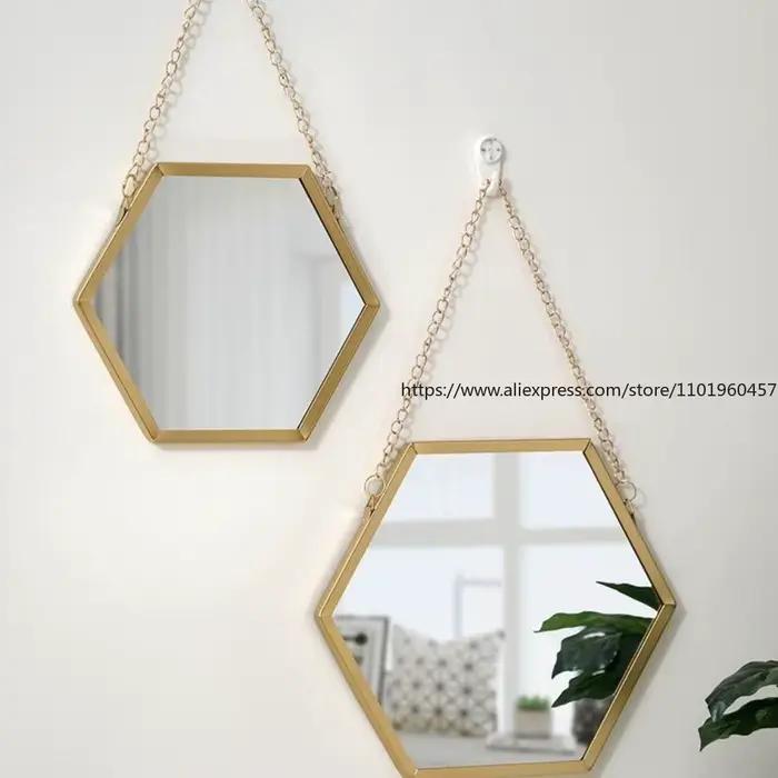 Miroir mural Hexagonal en fer nordique