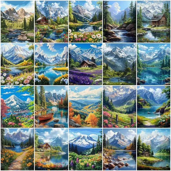 Peinture à l'huile par numéros paysage de montagne bricolage