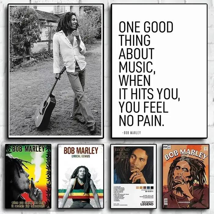 Affiche de chanteur Rock légendaire Bob Marley, Album de musique, guitare, pas de femme, pas de pleurer, bande dessinée Vintage, toile imprimée, Art mural, décoration de salle de maison
