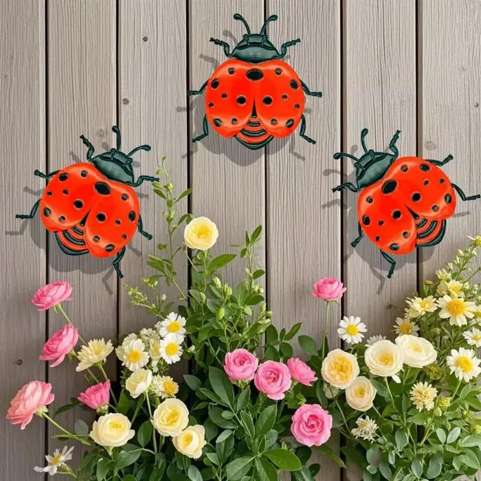 Décoration murale en métal en forme de coccinelle