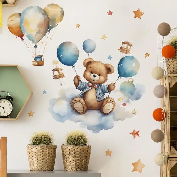 Autocollants muraux décoratifs en vinyle ours pour enfant