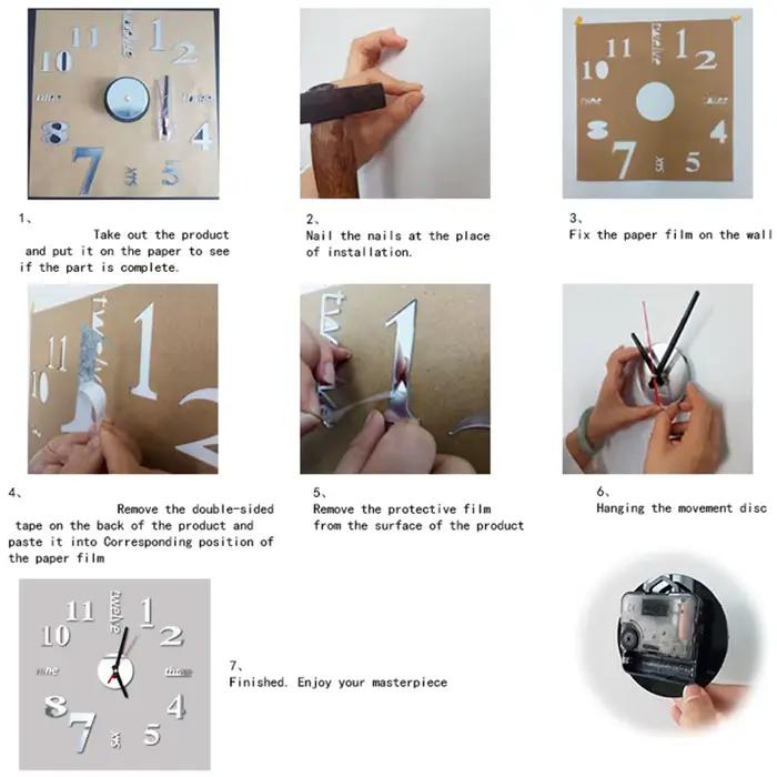 Reloj de pared Horloge murale lumineuse bricolage montre à Quartz horloges acrylique miroir autocollants Horloge murale décoration murale décoration de la maison chaude