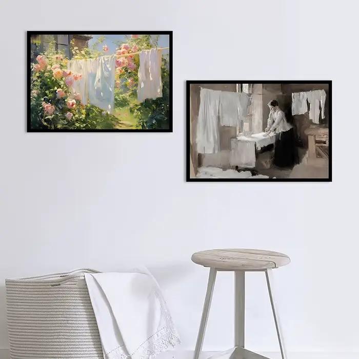 Peinture à l'huile de blanchisserie de ferme