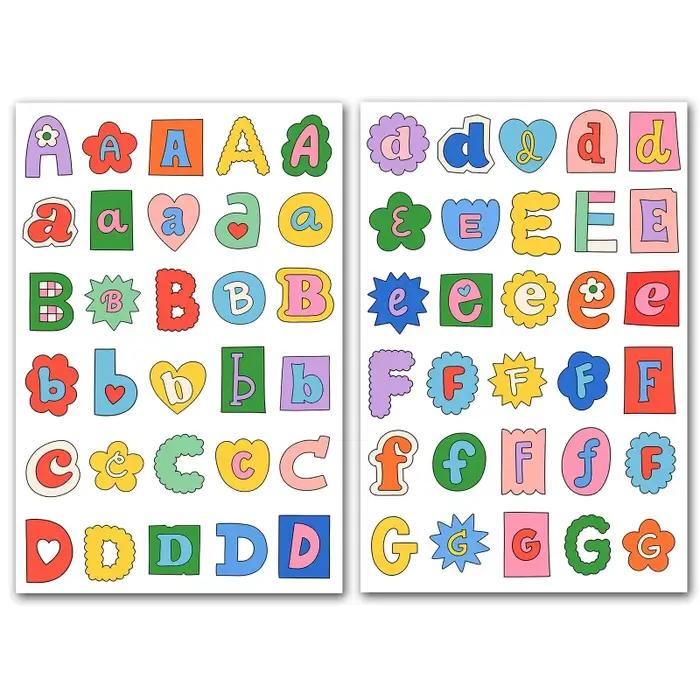 Étiquette autocollante avec symboles de l'alphabet