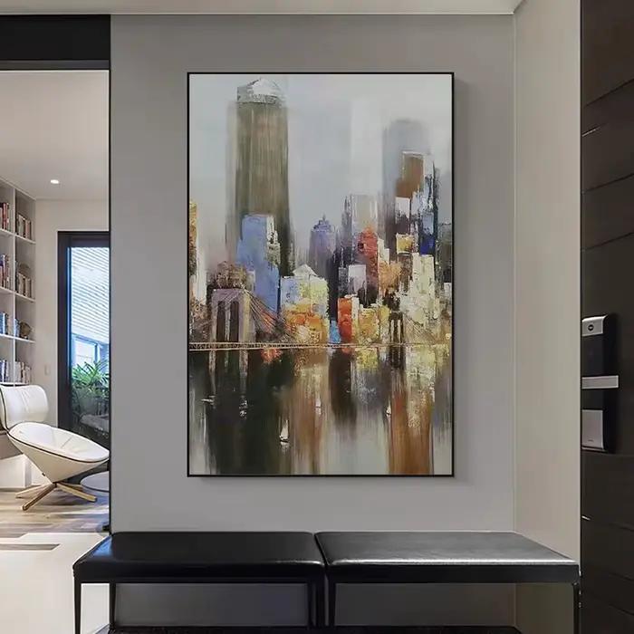 Peinture à l'huile abstraite de bâtiment sur toile