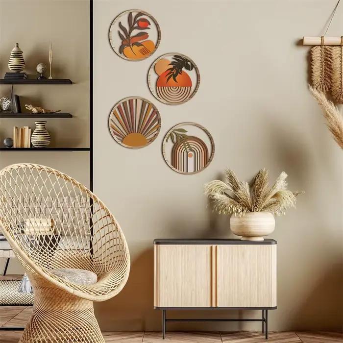 4 pièces mur en bois bohème mur Art ferme
