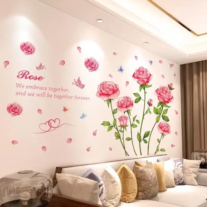 Autocollants muraux chauds pour chambre à coucher, disposition de la pièce, autocollants de salon, décoration murale, papier peint auto-adhésif pour chevet