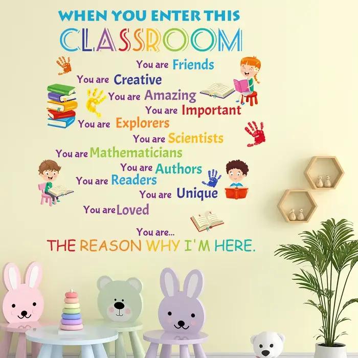 Stickers muraux inspirants avec lettres anglaises colorées