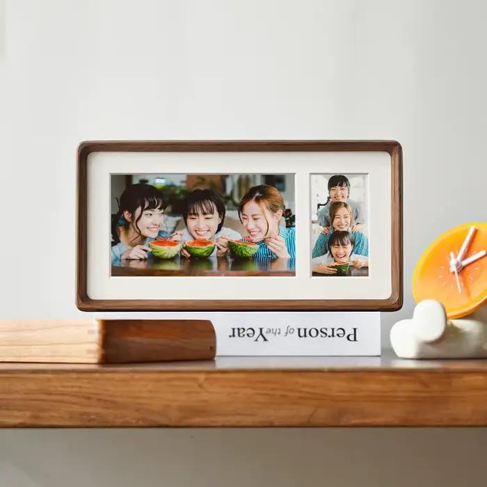 Nouveau élégant bricolage double et Triple grille cadres Photo créatif en bois massif cadre d'affichage de table