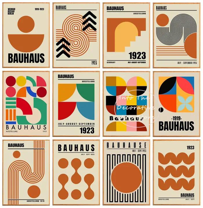 Affiche nordique Bauhaus à lignes abstraites et géométriques