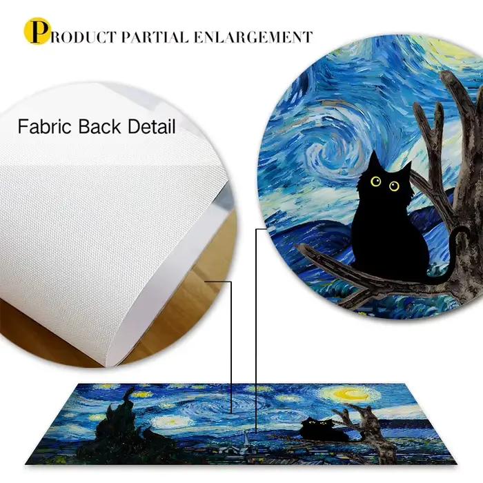 Peinture sur toile de chat noir drôle sans cadre