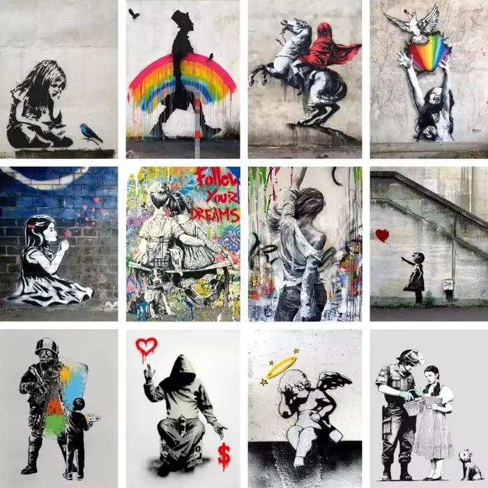 Banksy Street Graffiti Pop Art toile mur Art affiche fantaisie peintures murales impressions photo pour salon Bar décoratif