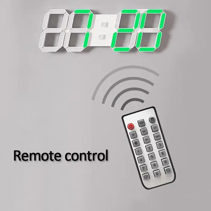 Grande horloge murale LED 3D avec télécommande