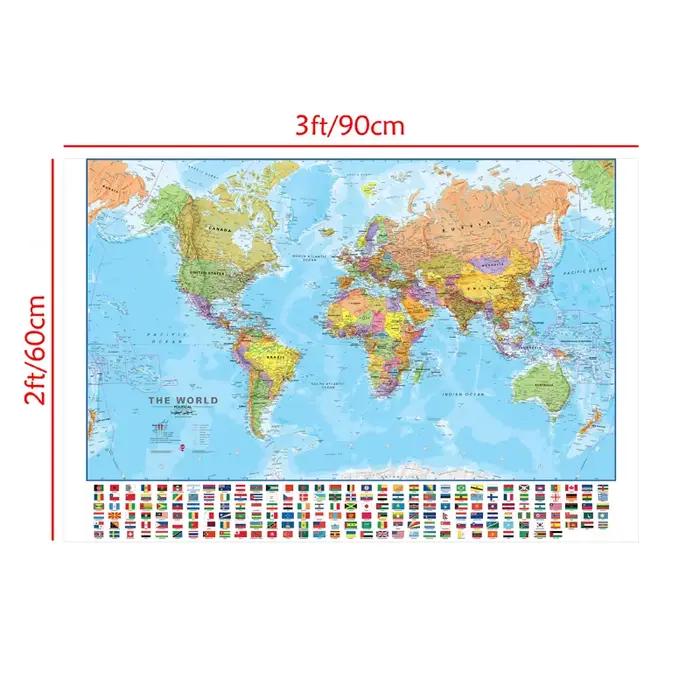 Carte du monde en anglais 90x60cm